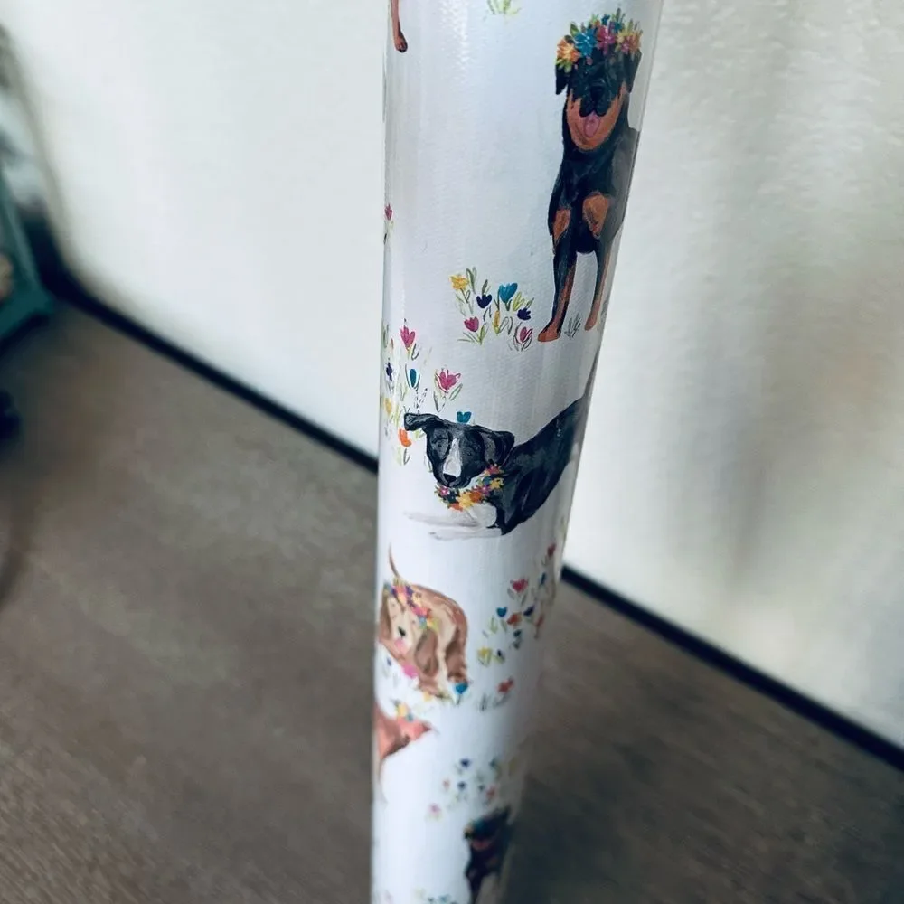 Floral Dog Print Pattern Gift Wrapping Paper Gift Wrap Roll